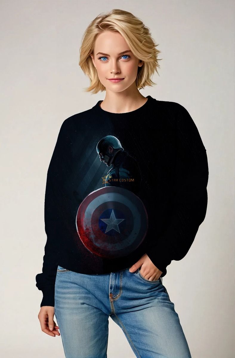 Captain America Dark Hero Silhouette Crewneck Sweatshirt