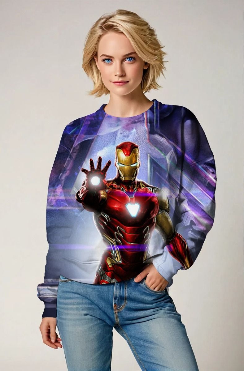 Iron Man Red & Gold Arc Reactor Blast Marvel Crewneck Sweatshirt