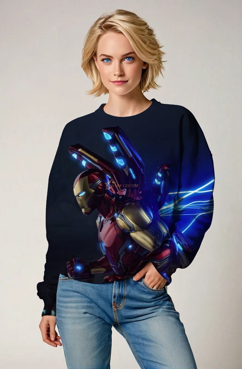 Iron Vortex Sweatshirt – Navy Blue Power Core Crewneck