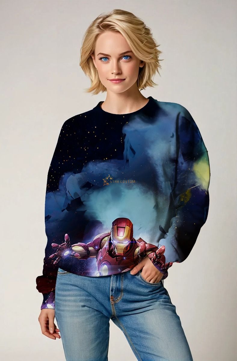 Iron Man Cosmic Battle Scene Crewneck Sweatshirt