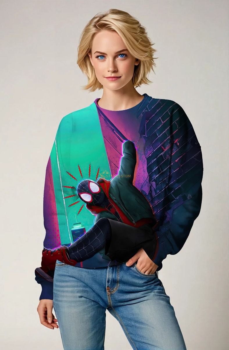 Miles Morales Neon Street Style Crewneck Sweatshirt