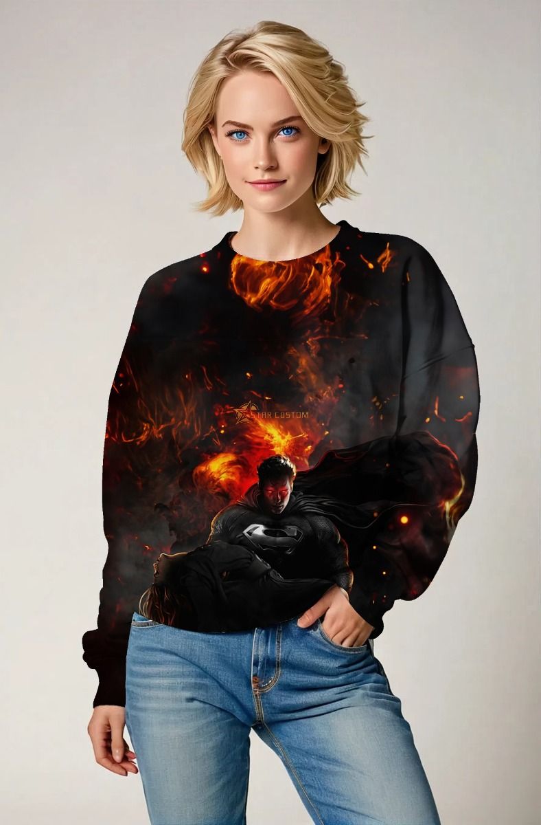 Superman Ashes of Justice Crewneck – Black Flame Mourning Sweatshirt