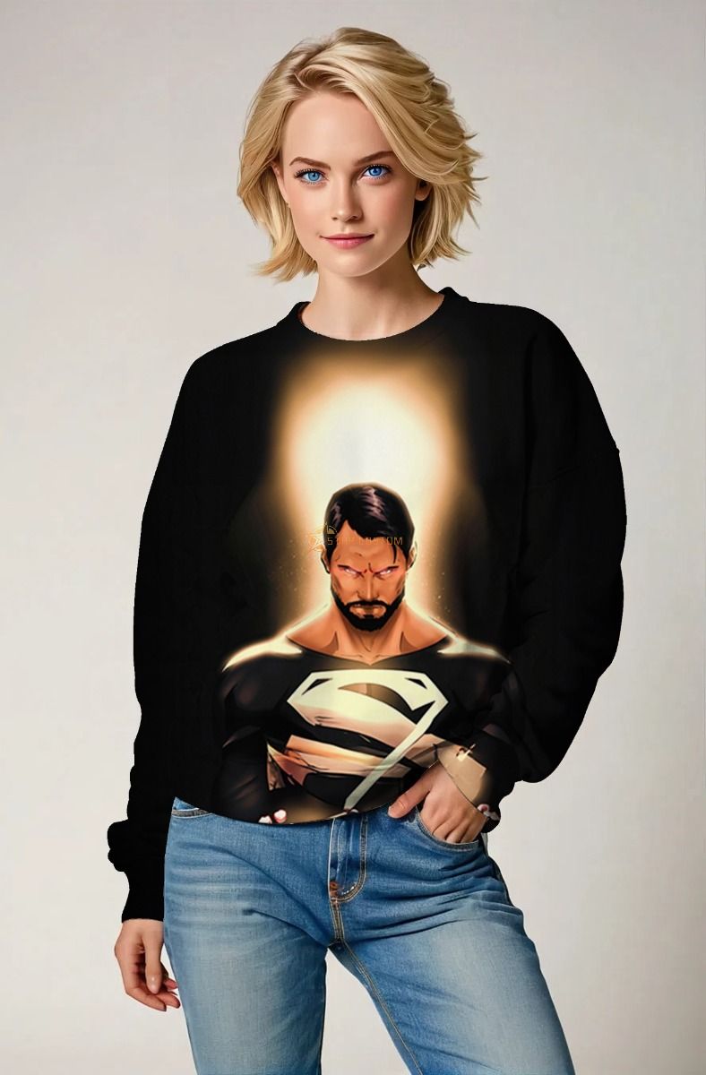 Superman Divine Power Crewneck – Black & Gold Lightforce Sweatshirt