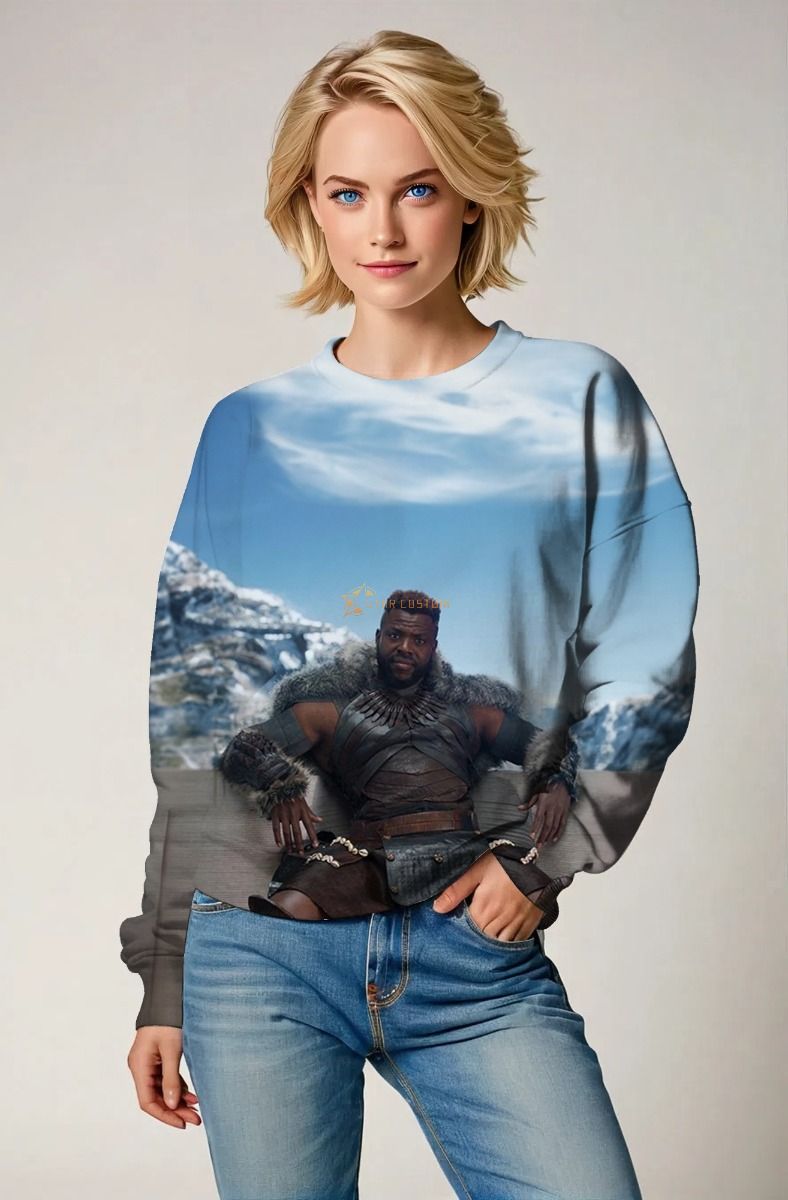 M'Baku Graphic Crewneck Sweatshirt - Bold Brown & Black Design