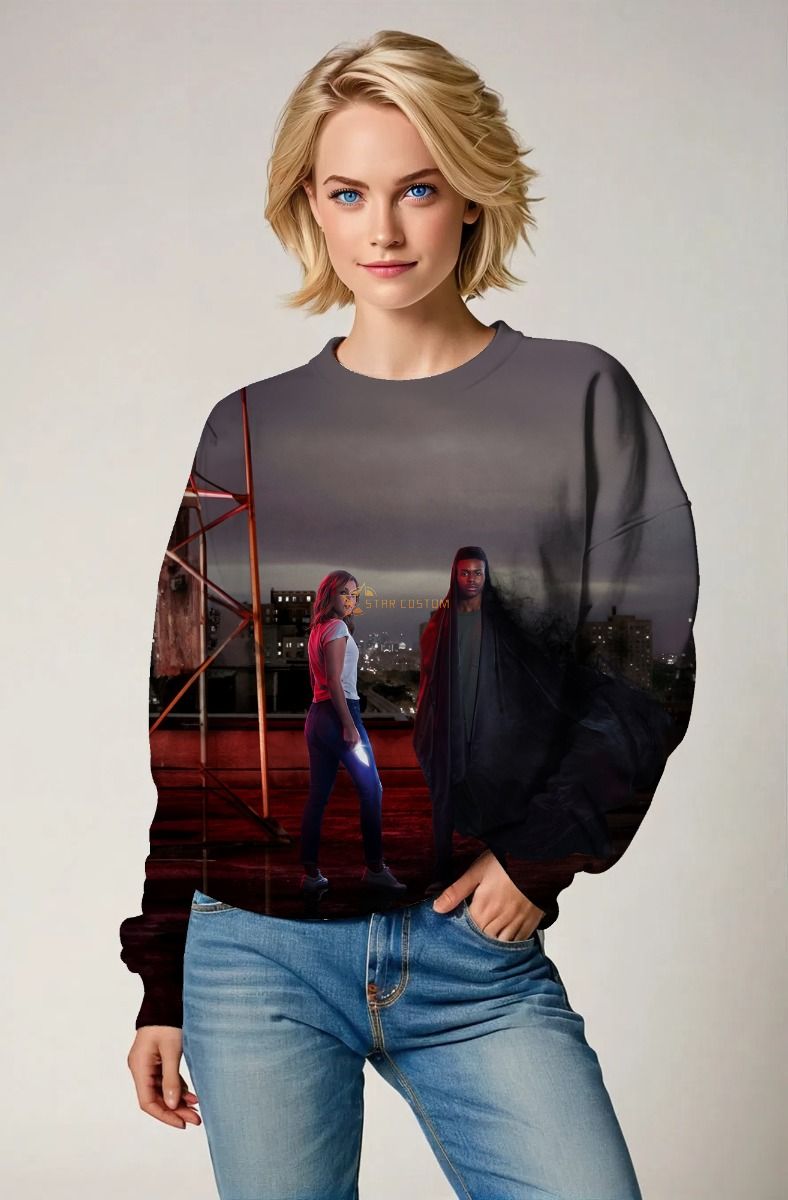 Dark Gray Sweatshirt with Superhero Characters Print