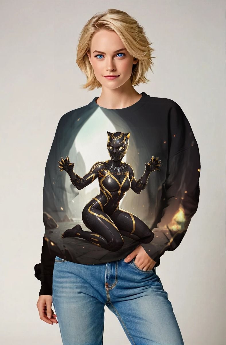 Black Panther Gray Crewneck Sweatshirt – Bold Heroic Design