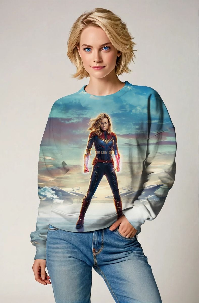 Captain Marvel Red Crewneck Sweatshirt