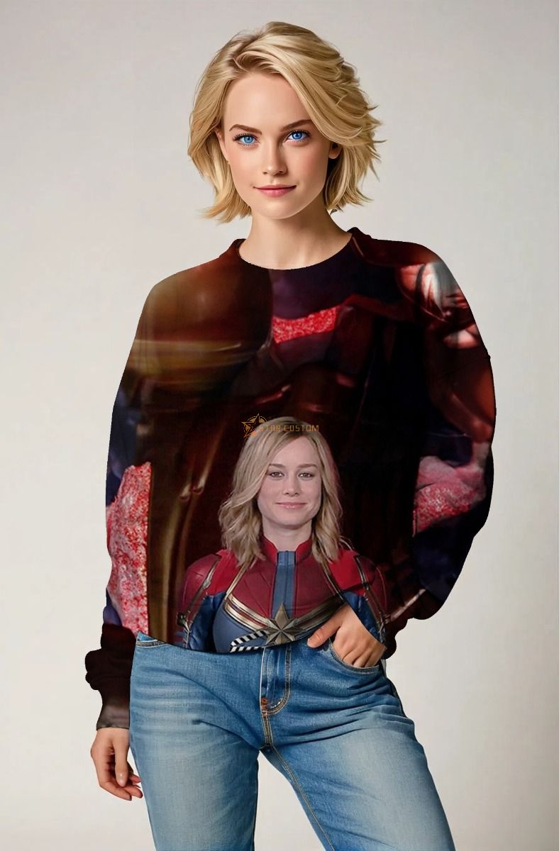 Captain Marvel Blue & Red Crewneck Sweatshirt
