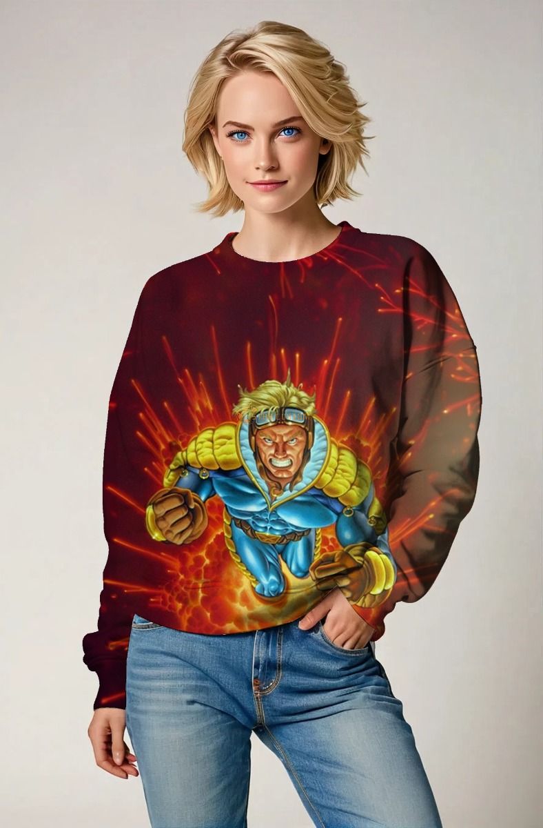 Fiery Red Cannonball 1995 X-Men Ultra Crewneck Sweatshirt