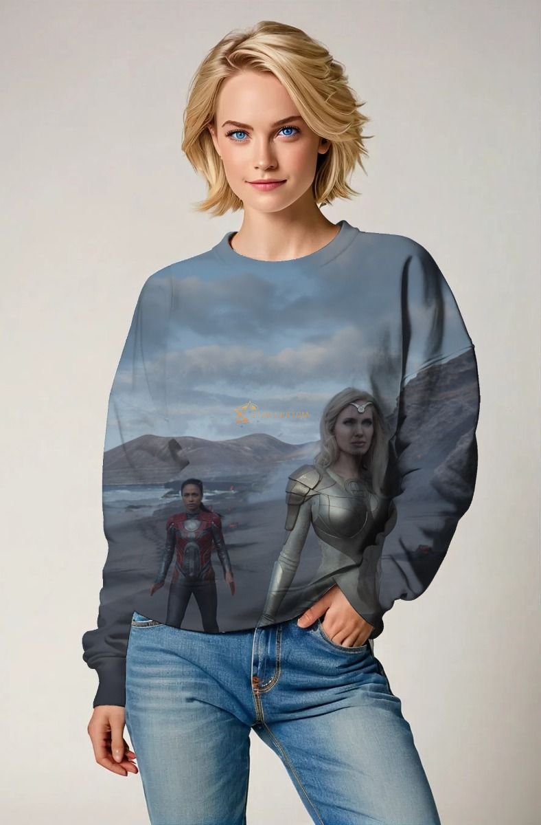 Embrace the strength of Thena with this comfortable crewneck sweatshirt.