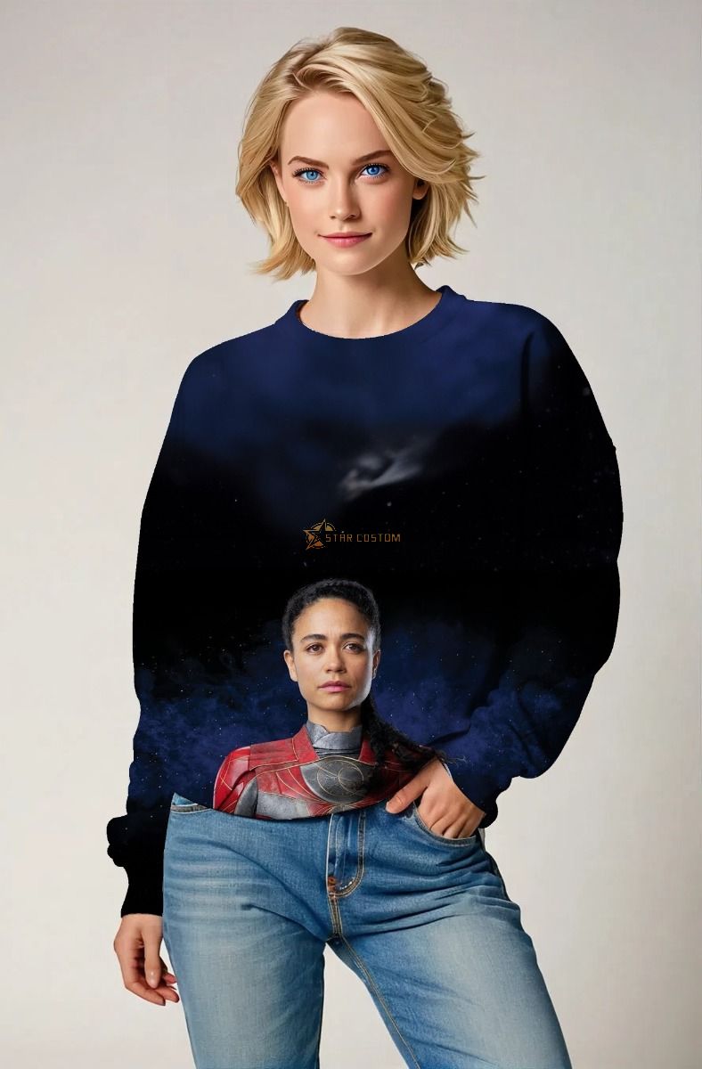 Show off your speed and strength with the Makkari Sweatshirt, featuring a stunning design of Makkari in her Eternals suit