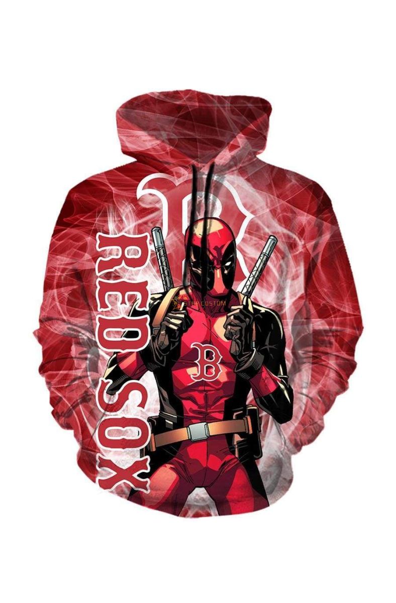 Pullover Red Deadpool Boston Red Sox Hoodie Red