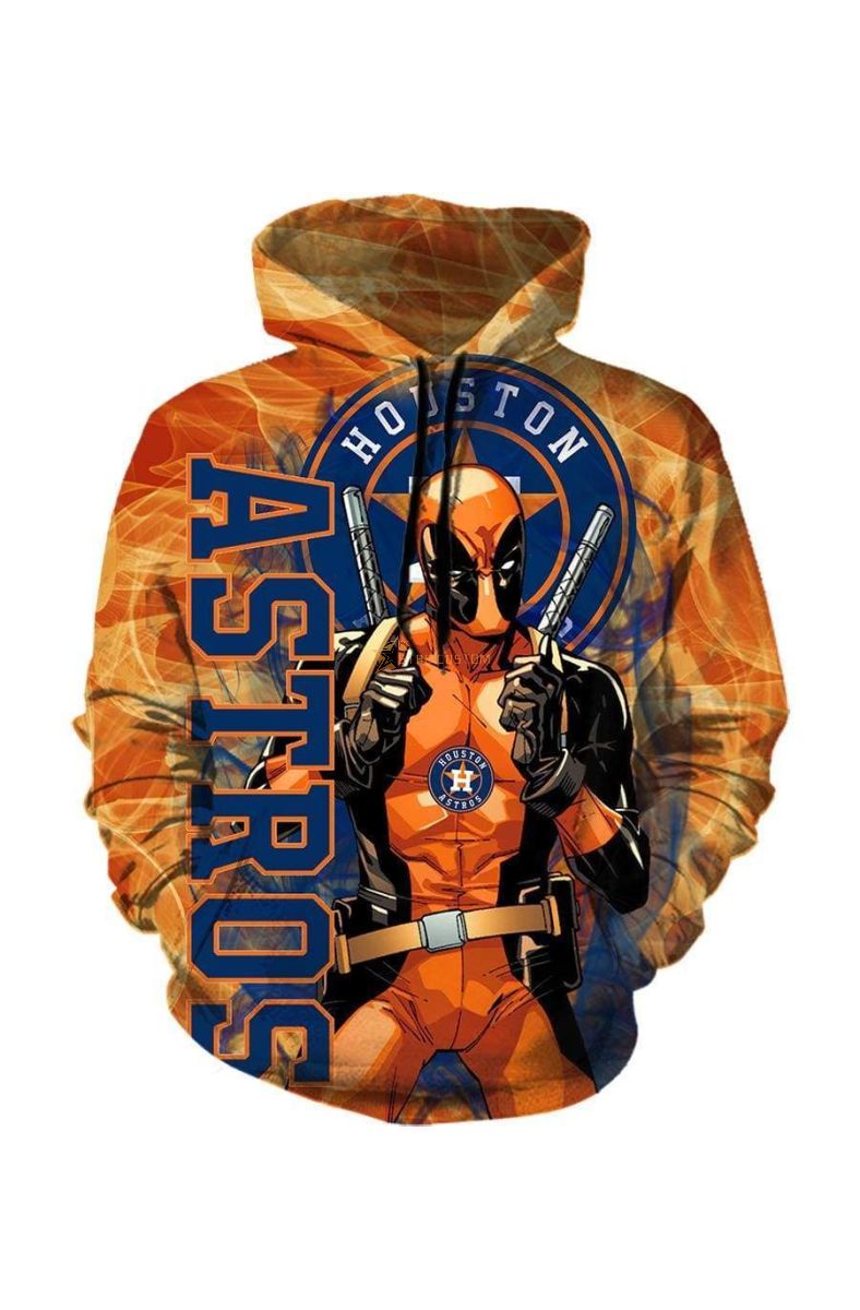 Pullover Orange Deadpool Houston Astros Hoodie Orange