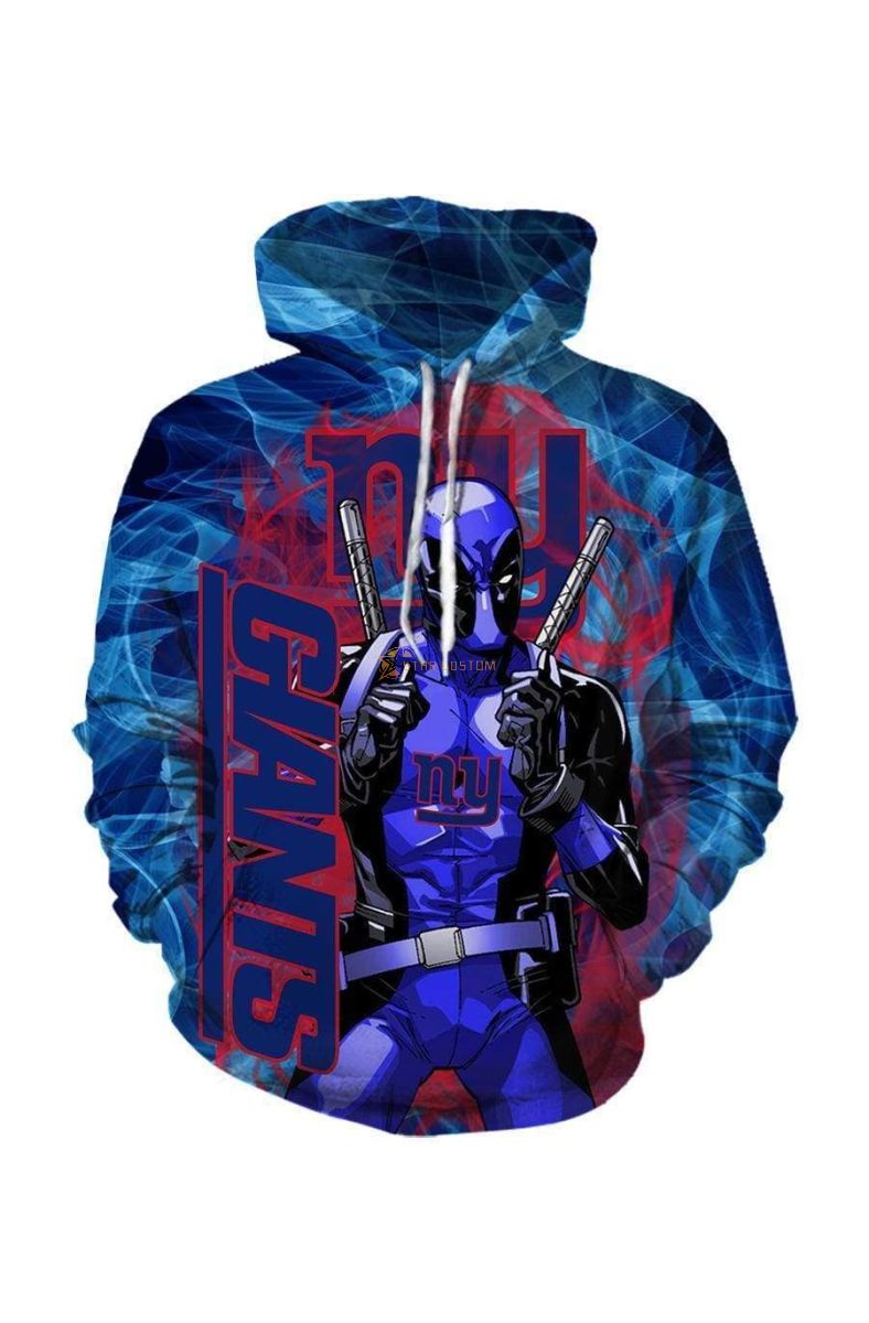 Pullover Blue Deadpool New York Giants Hoodie Blue