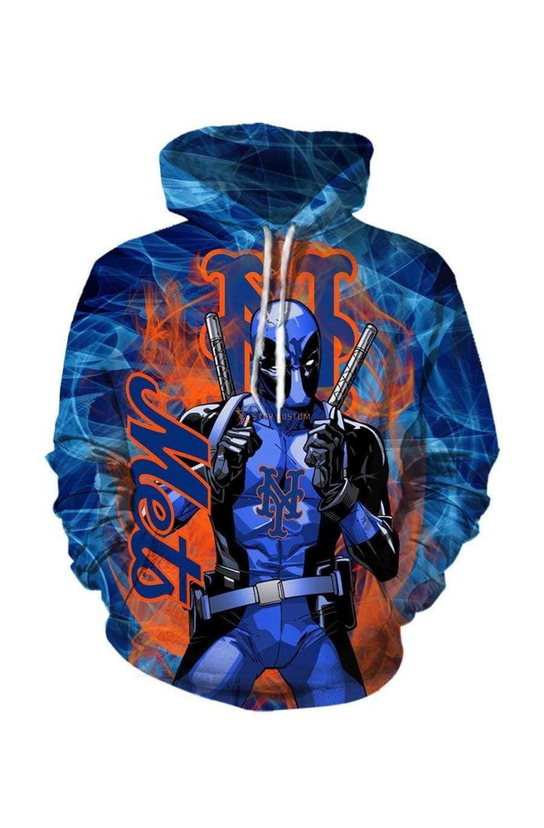 Pullover Orange Deadpool New York Mets Hoodie Orange