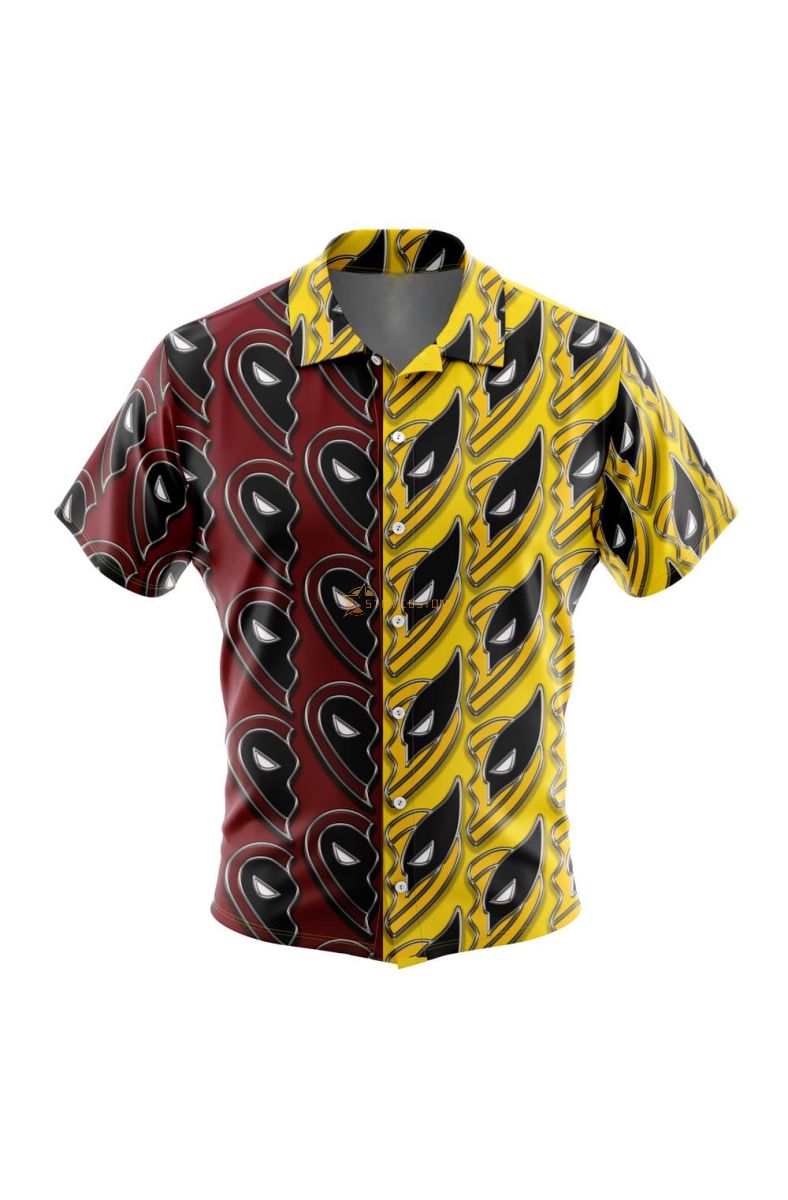 Deadpool & Wolverine Marvel Button Up Hawaiian Shirt