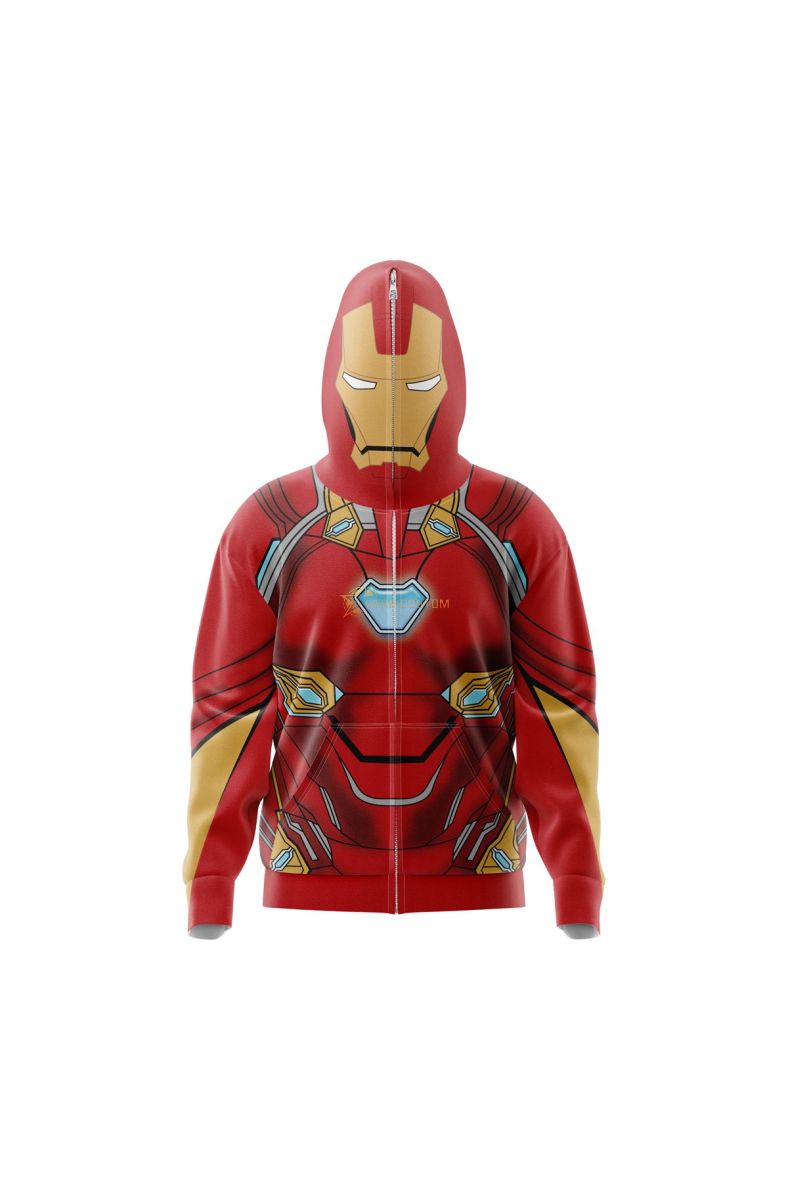 Iron Man Marvel Comics Full Face Zip Hoodie