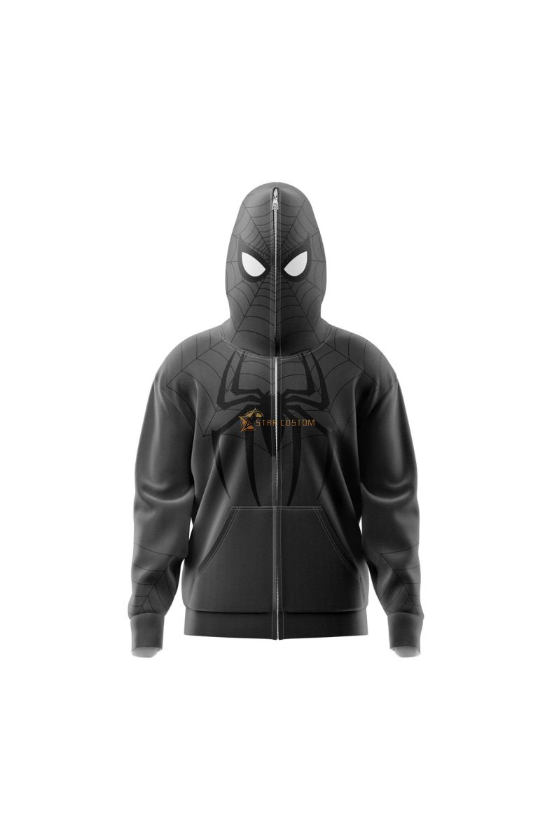 Spiderman Gray Marvel Comics Full Face Zip Hoodie