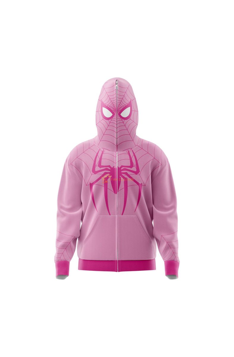 Spiderman Pink Marvel Comics Full Face Zip Hoodie
