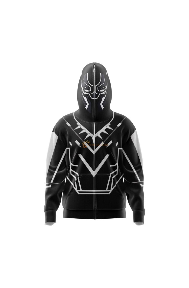 Black Panter Marvel Comics Full Face Zip Hoodie