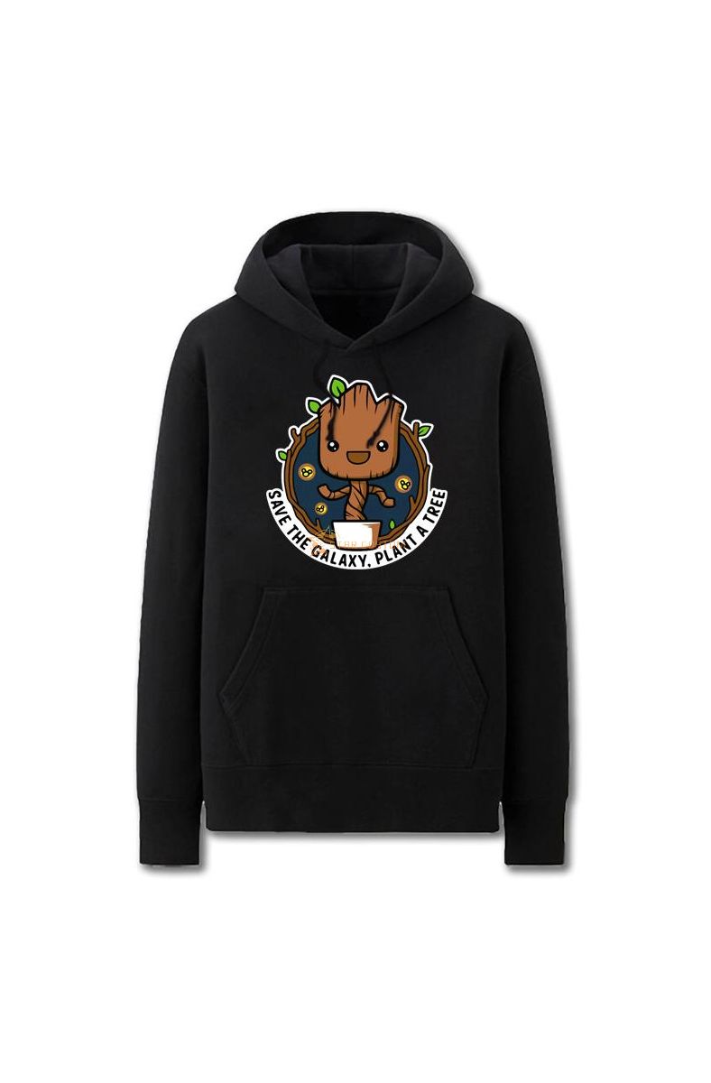 Solid Color Groot Cartoon Style Super Cute Guardians Hoodie Solid