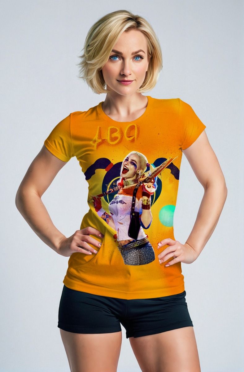 Harley Quinn Bat‑Wielding Graffiti Street Art Orange Apparel – Vibrant Punk T‑Shirt, Hoodie & Sweatshirt 
