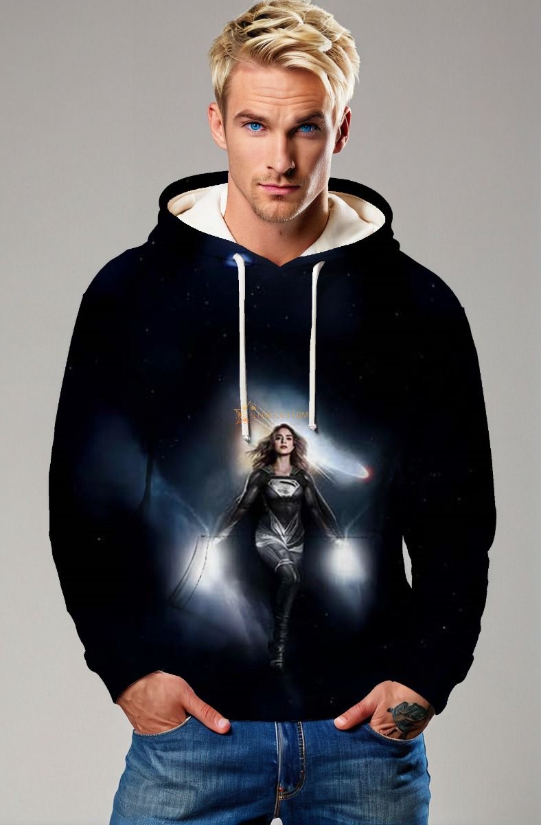 Dark Blue Supergirl Galaxy Pullover Hoodie