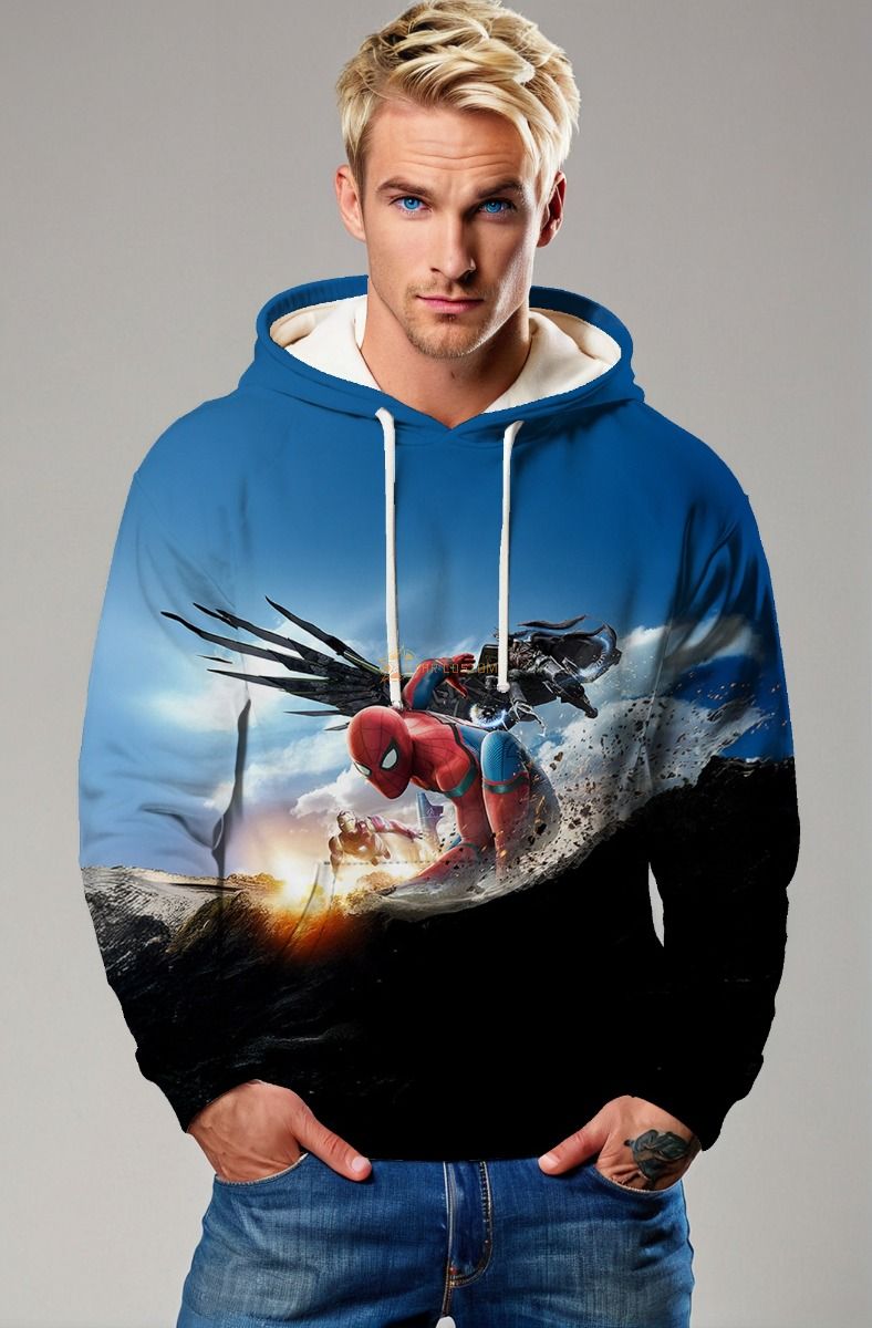 Spider‑Man Action Battle Graphic Hoodie – Blue