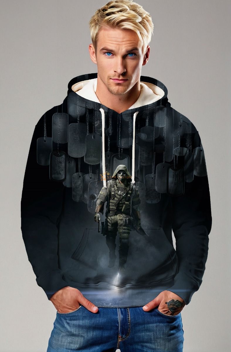 Black Tactical Soldier Graphic Hoodie
