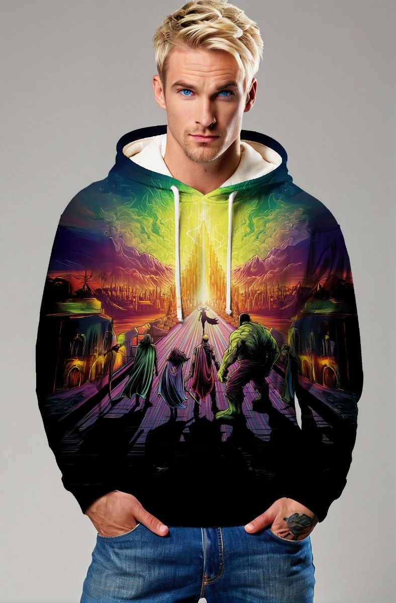 Black & Multicolor Asgard Path Graphic Hoodie