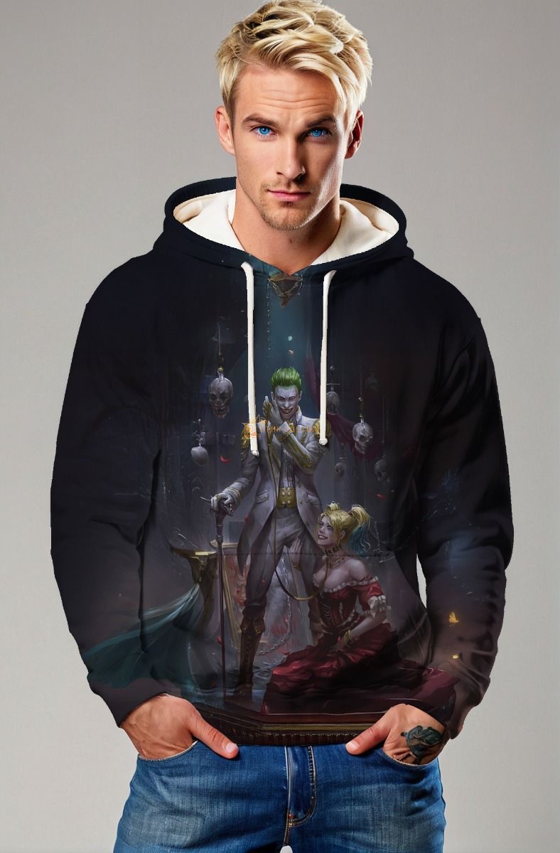 Black Joker & Harley Quinn Graphic Hoodie