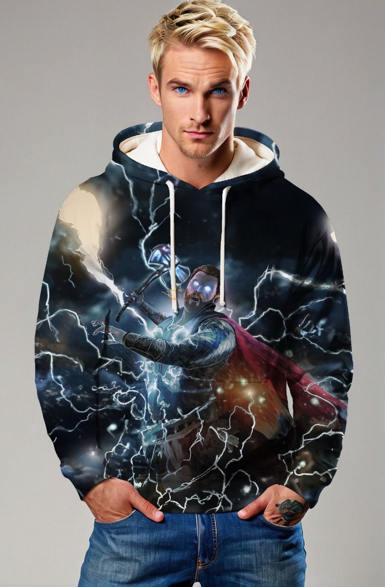 Dark Blue Thor Lightning Hoodie