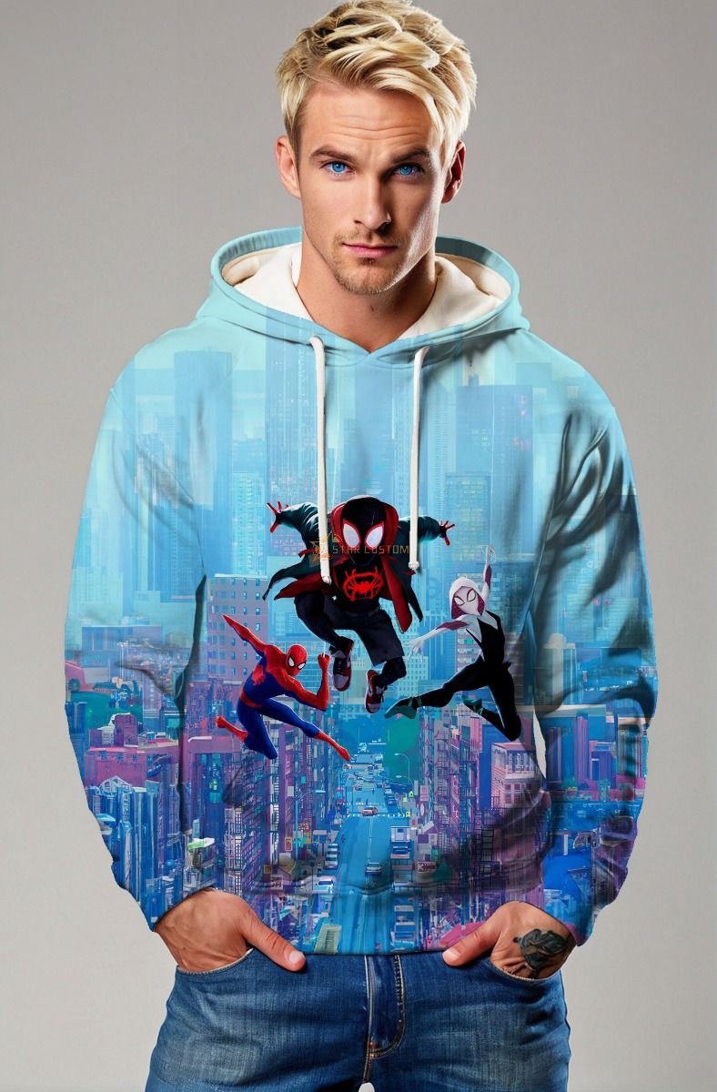 Light Blue Spider‑Verse Hoodie 