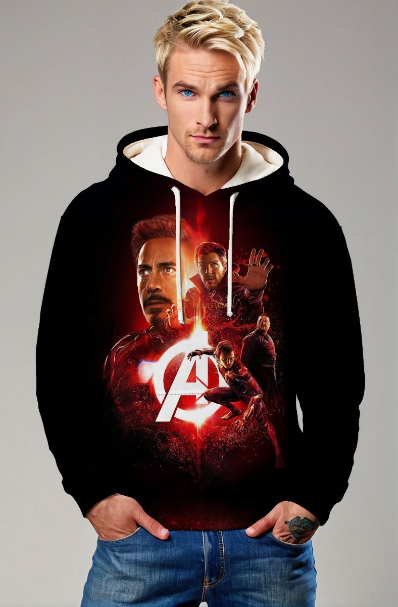 Black Avengers Heroic Team Graphic Hoodie 