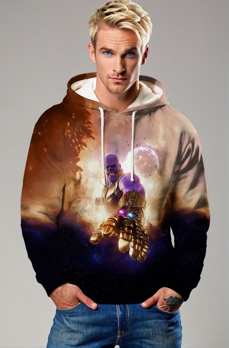 Brown & Black Thanos Infinity Gauntlet Graphic Hoodie