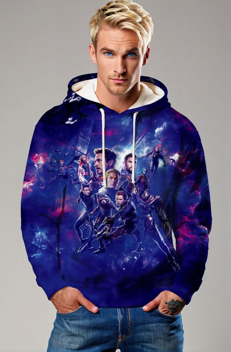 Dark Blue Avengers Galaxy Graphic Hoodie 
