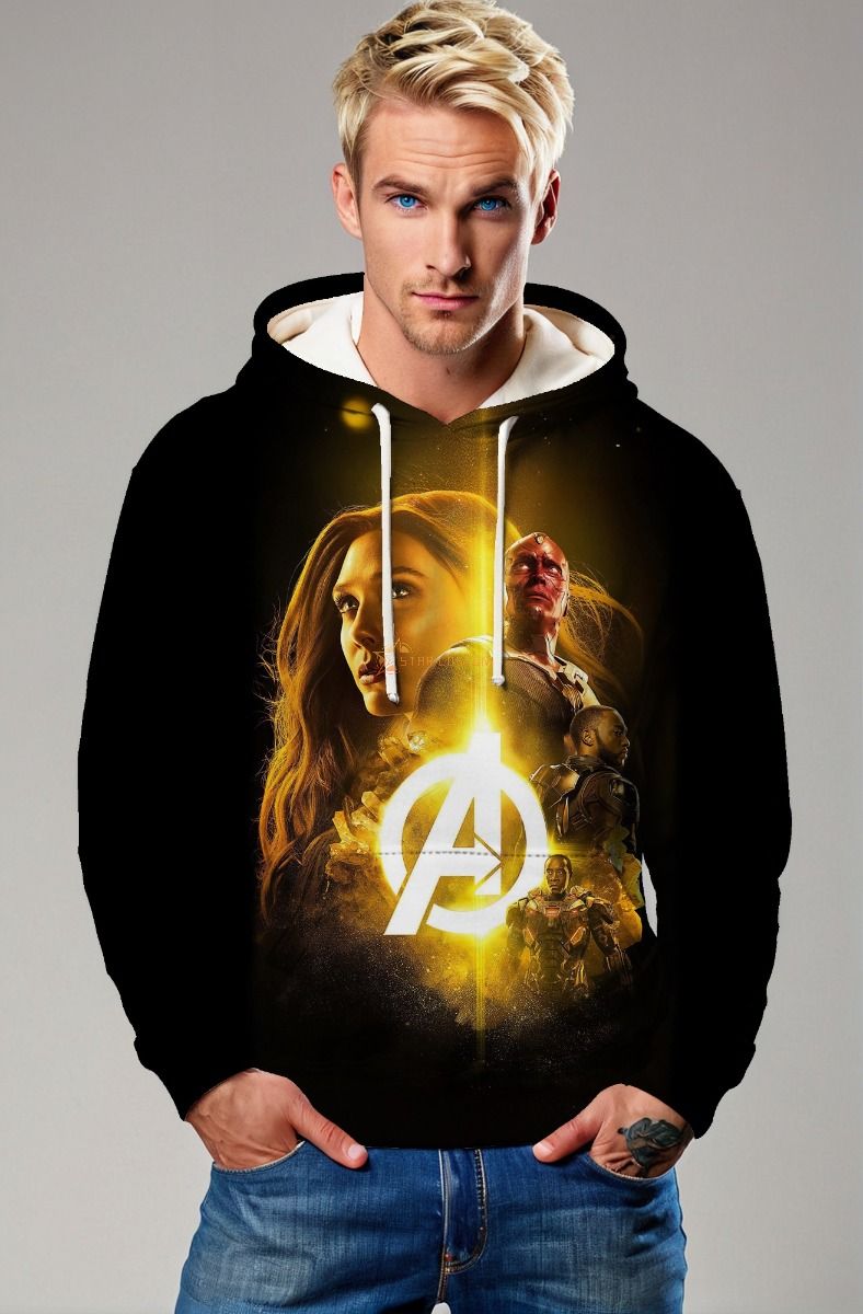 Black Avengers Golden Glow Pullover Hoodie