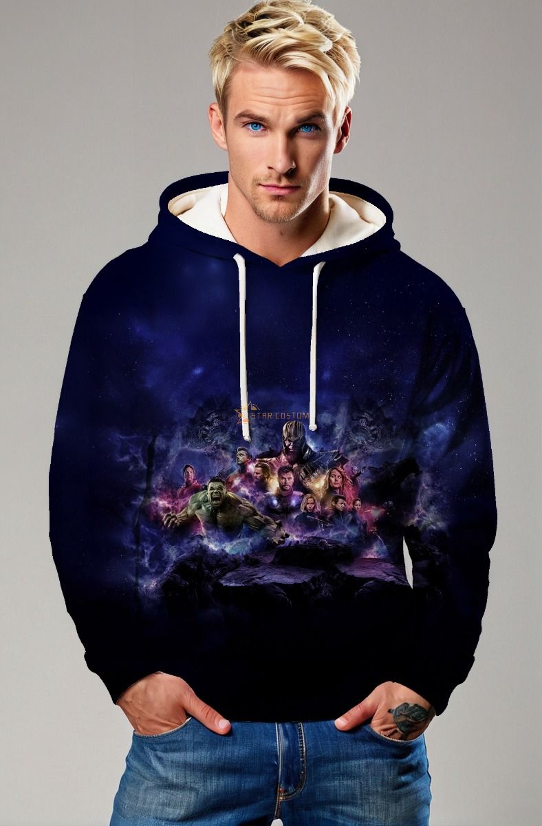 Dark Blue Avengers Universe Pullover Hoodie