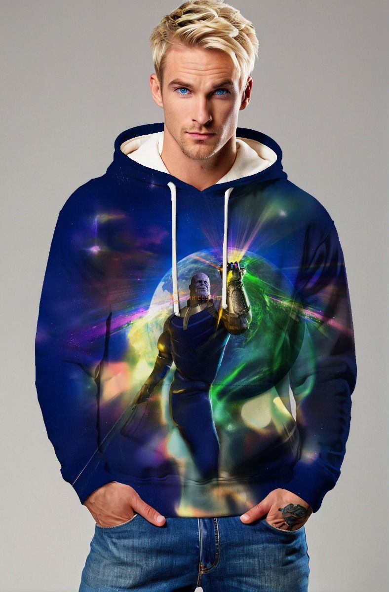 Dark Blue Thanos Infinity Gauntlet Pullover Hoodie