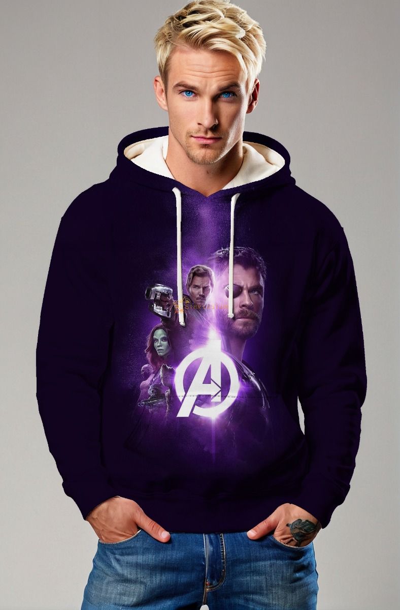 Dark Purple Avengers Team Pullover Hoodie