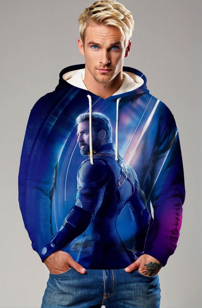 Blue Captain America Avengers Pullover Hoodie