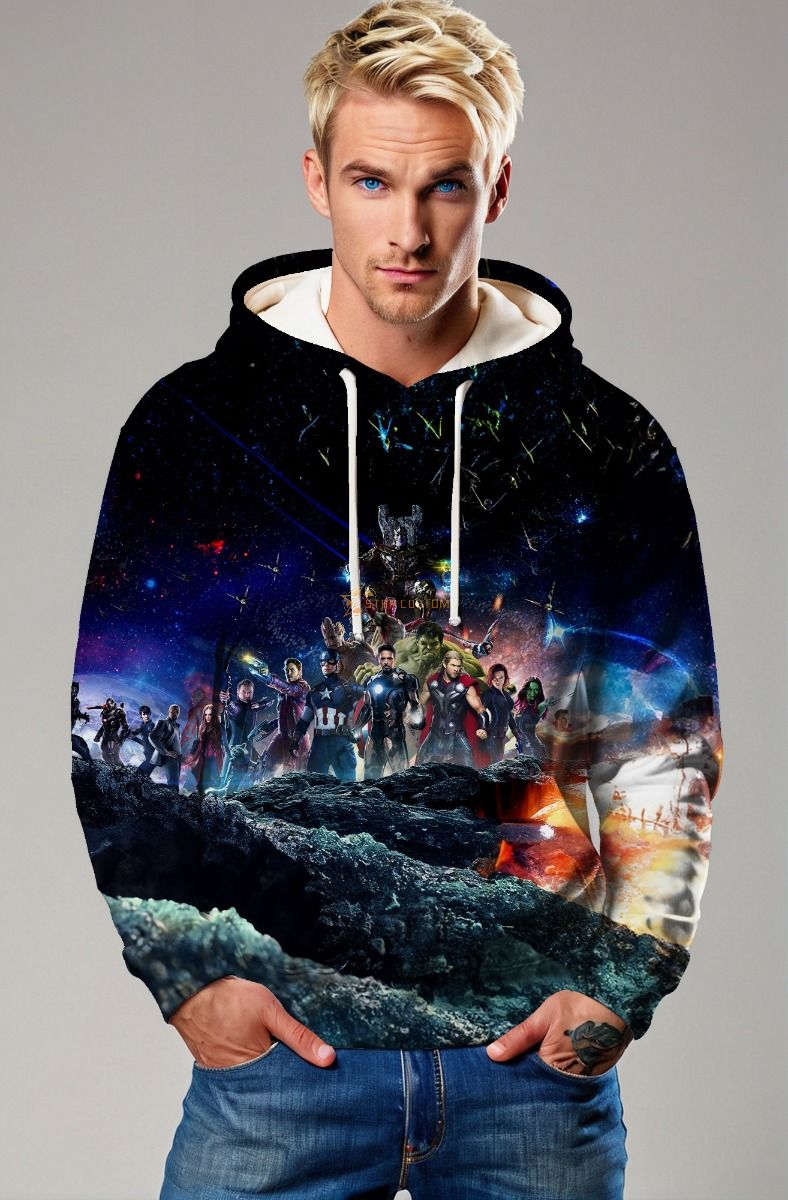 Dark Blue Avengers Galactic Battle Hoodie