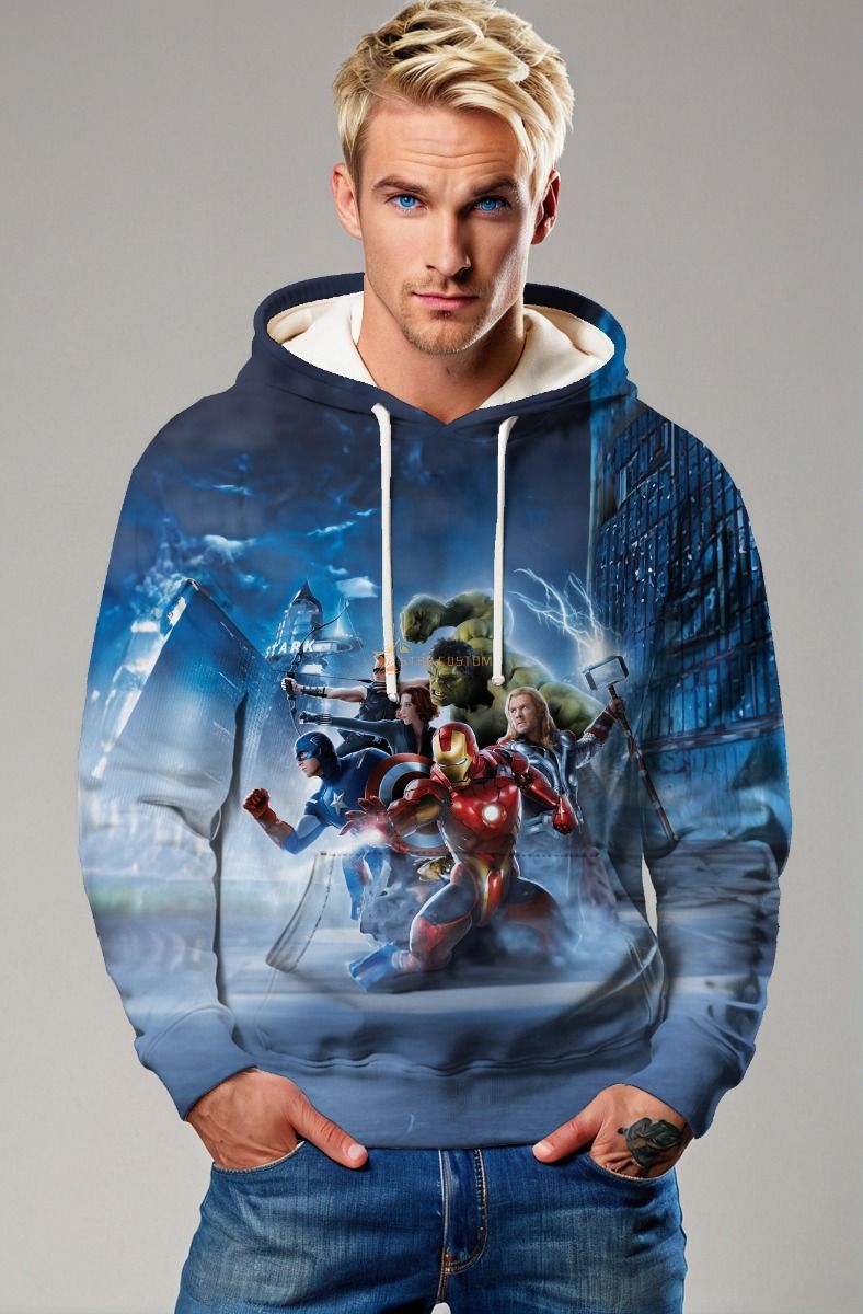 Blue Avengers Team Action Hoodie