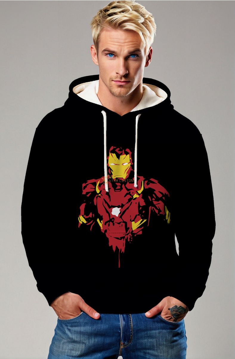 Iron Man Bold Graphic Black Apparel Heroic Streetwear Hoodie