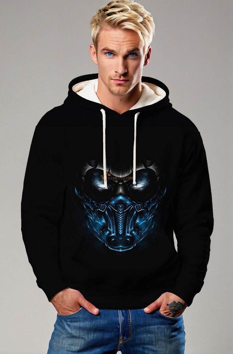 Blue Mask Tech Graphic Apparel – Black Pullover Hoodie