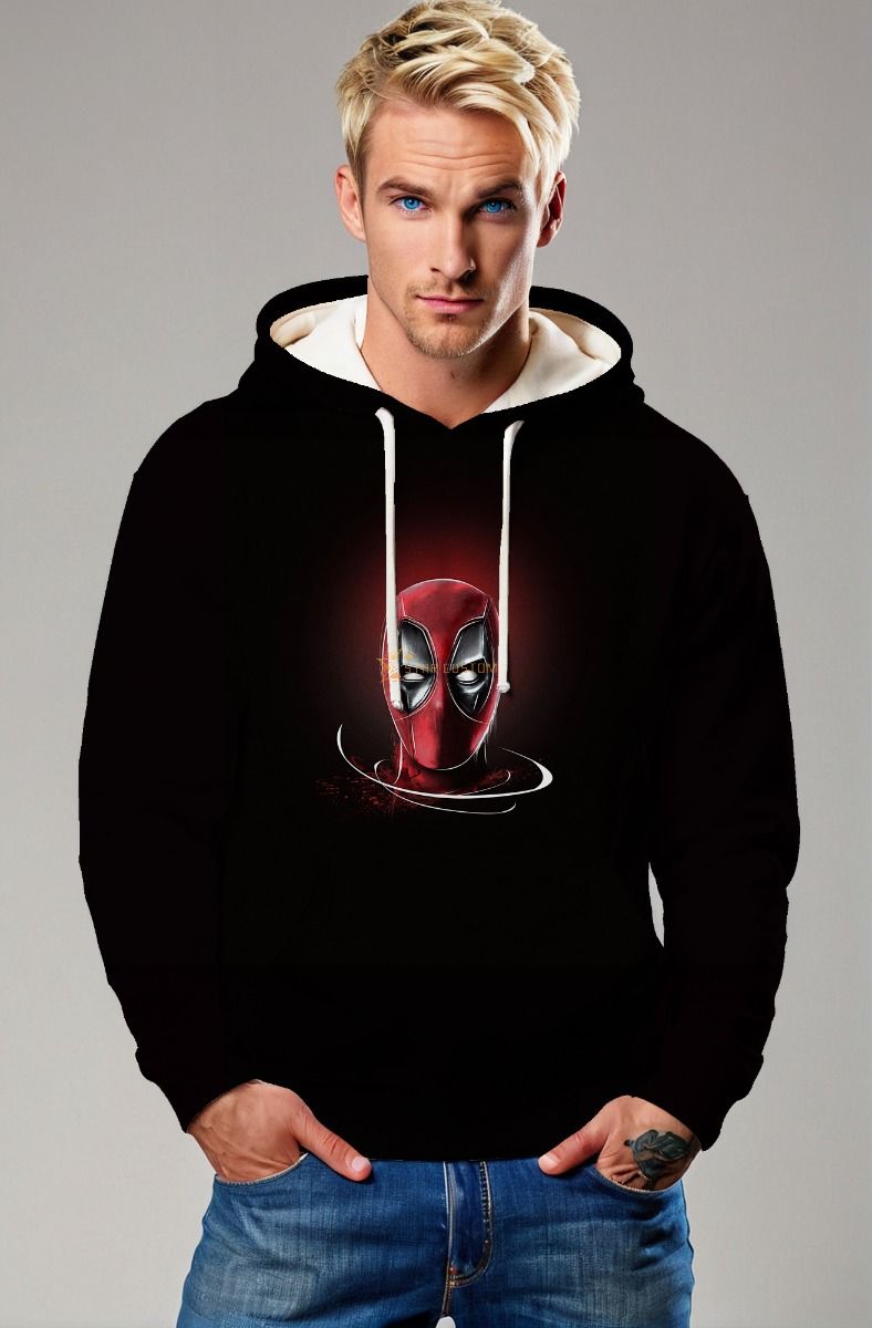 Masked Merc Graphic Apparel – Bold Red & Black Pullover Hoodie
