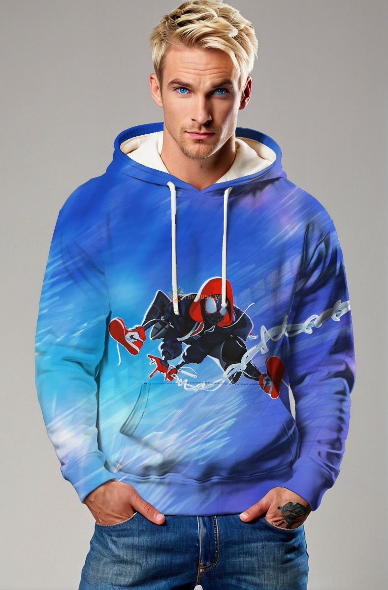Spider Swing Streetwear – Electric Blue Pullover Hoodie