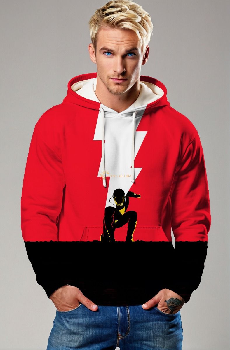 Lightning Strike Hero Apparel – Bold Red & Black Pullover Hoodie