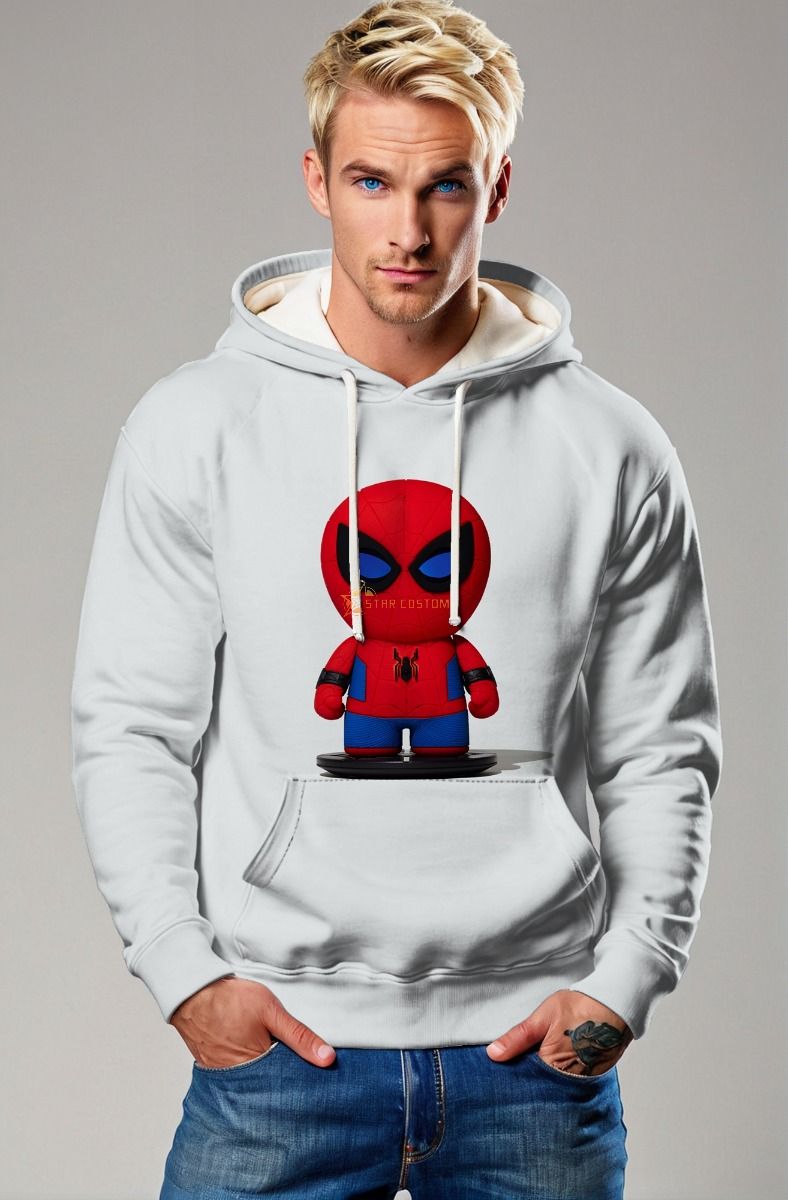 Mini Spidey Graphic Hoodie – Cozy White Pullover