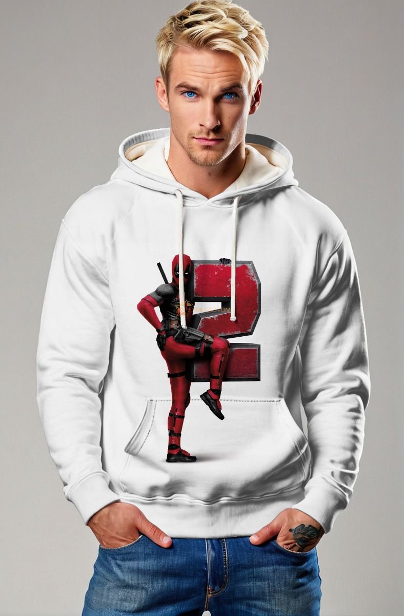 White Deadpool 2 Pullover Hoodie – Classic Red Graphic